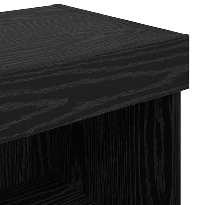 TV Cabinet Set with LED Wall-mounted Black Oak Engineered Wood