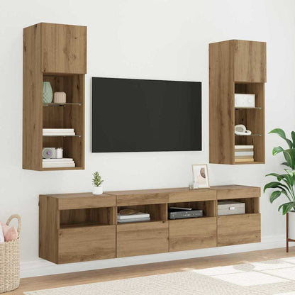 TV Wall Cabinets with LED 2 pcs Artisan Oak 40 x 30 x 40 cm