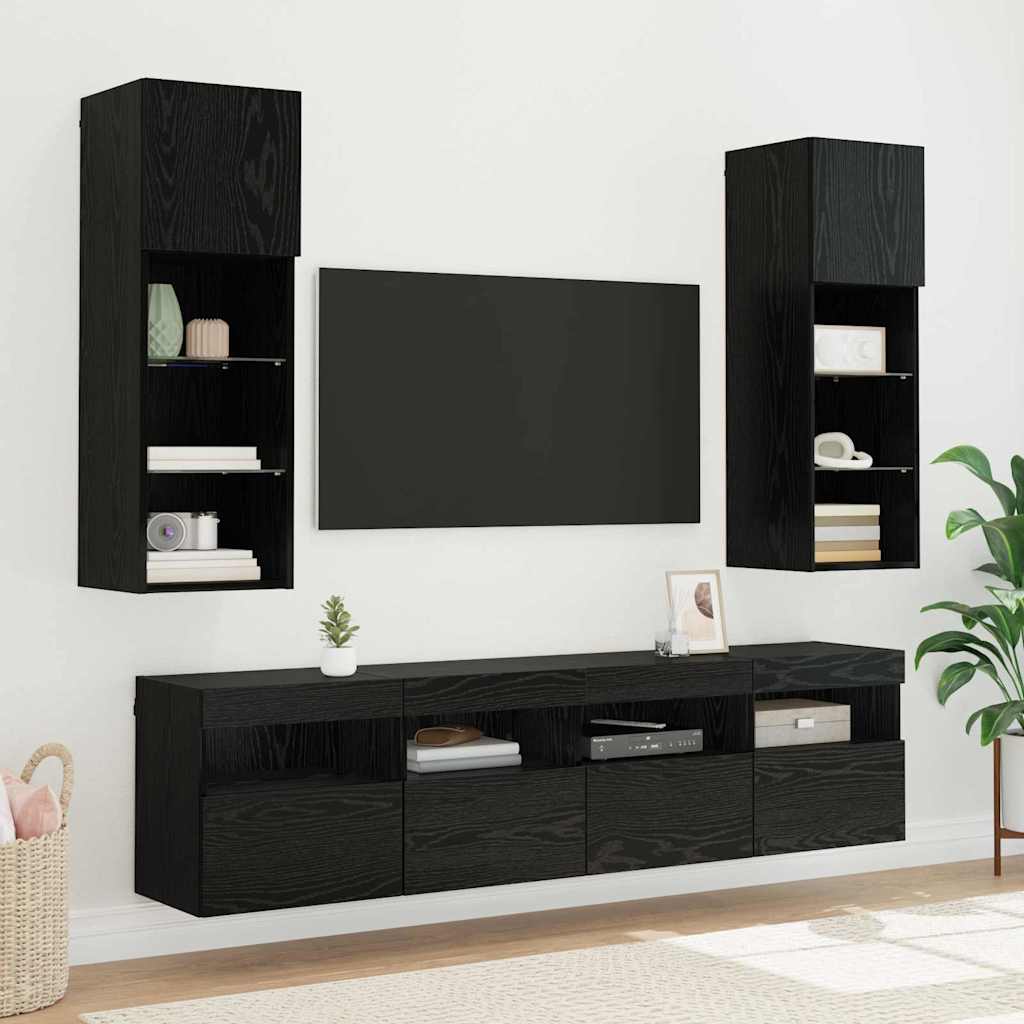 TV Wall Cabinet Black Oak 40 x 30 x 40 cm Engineered Wood