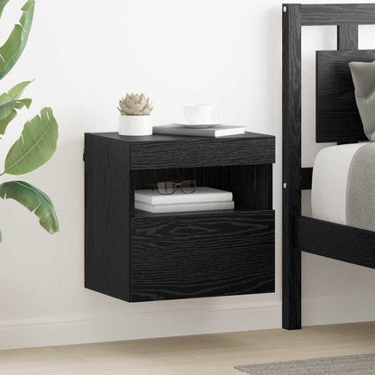 TV Wall Cabinets with LED 2 pcs Black Oak 40 x 30 x 40 cm