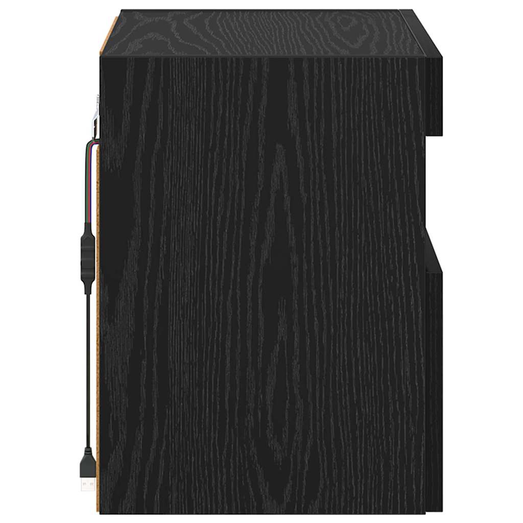 TV Wall Cabinets with LED 2 pcs Black Oak 40 x 30 x 40 cm