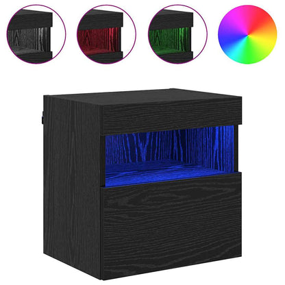 TV Wall Cabinets with LED 2 pcs Black Oak 40 x 30 x 40 cm