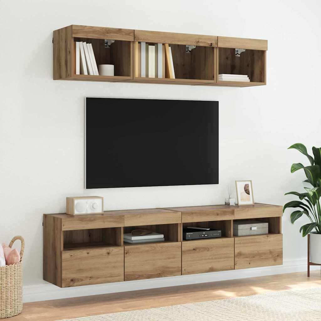 TV Wall Cabinets with LED 2 pcs Artisan Oak 80 x 30 x 40 cm