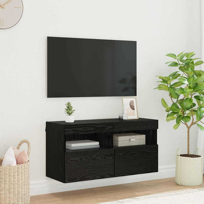 TV Wall Cabinet Black Oak 80 x 30 x 40 cm Engineered Wood
