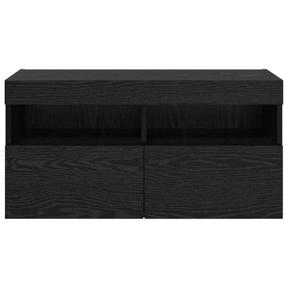 TV Wall Cabinet Black Oak 80 x 30 x 40 cm Engineered Wood
