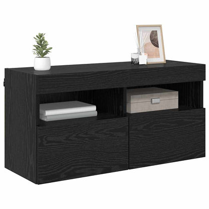 TV Wall Cabinet Black Oak 80 x 30 x 40 cm Engineered Wood
