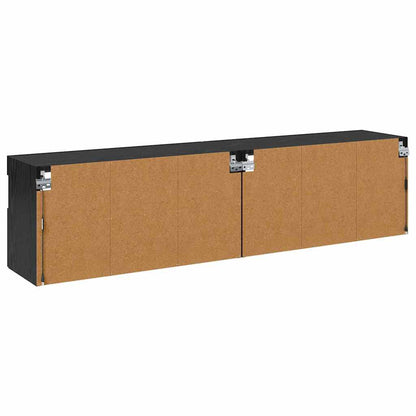 TV Wall Cabinets with LED 2 pcs Black Oak 80 x 30 x 40 cm