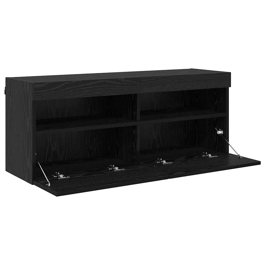 TV Wall Cabinet Black Oak 100 x 30 x 40 cm Engineered Wood