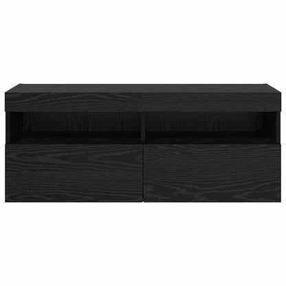 TV Wall Cabinet Black Oak 100 x 30 x 40 cm Engineered Wood