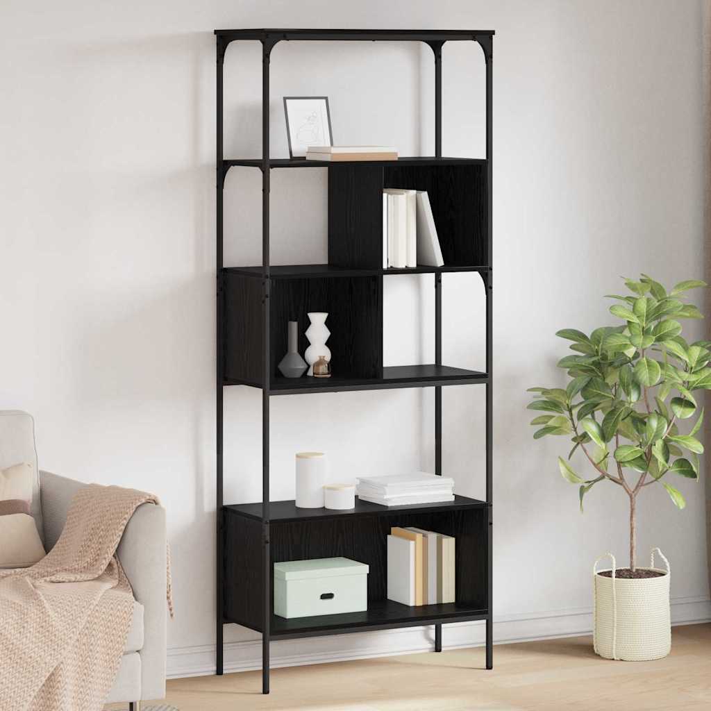 Bookcase Black Oak 76 x 33 x 188.5 cm Engineered Wood