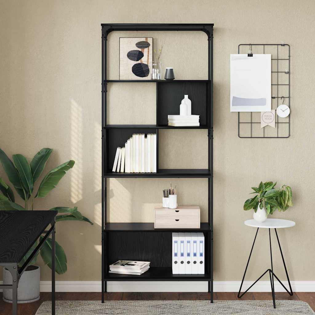 Bookcase Black Oak 76 x 33 x 188.5 cm Engineered Wood