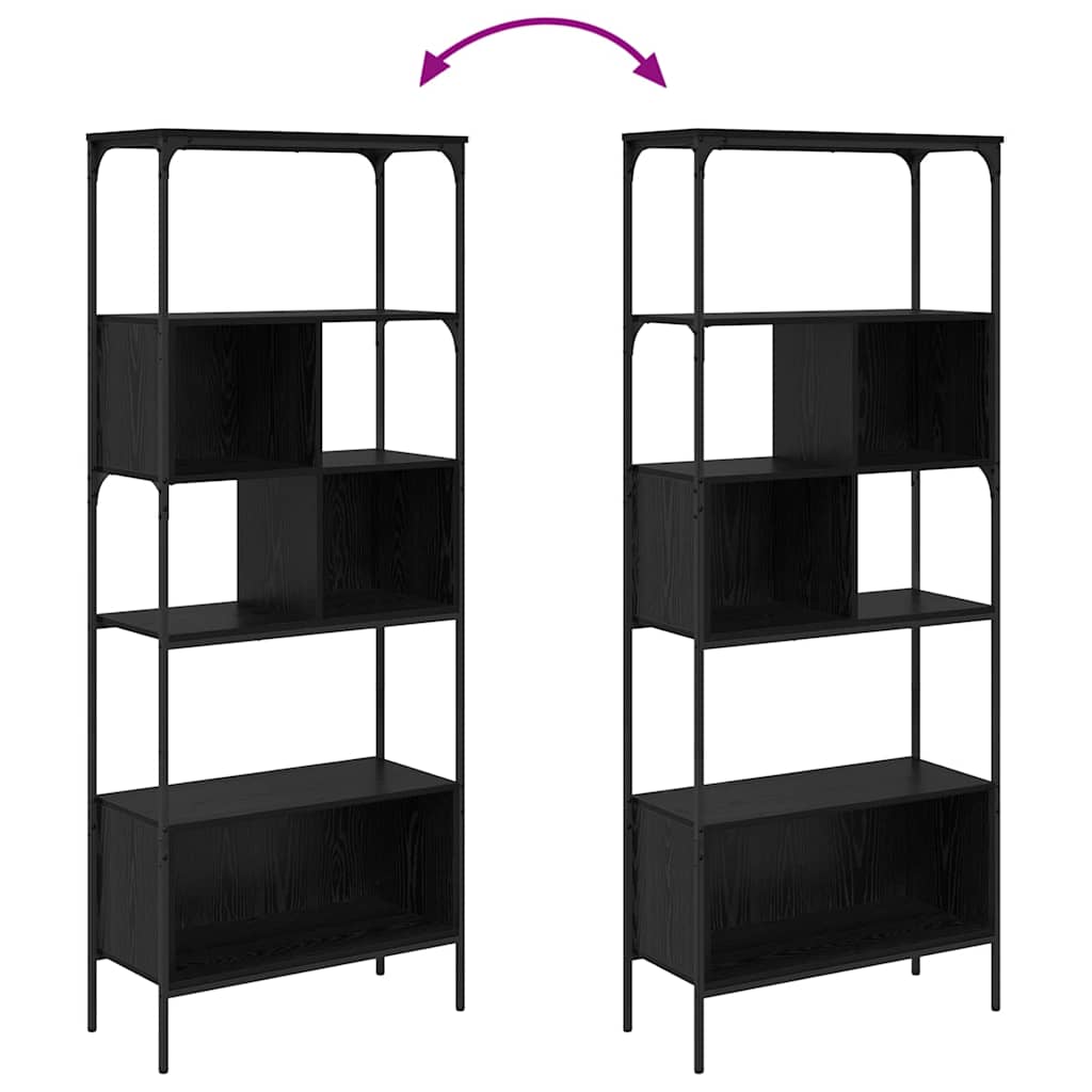 Bookcase Black Oak 76 x 33 x 188.5 cm Engineered Wood