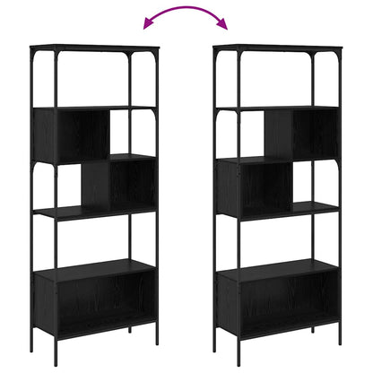 Bookcase Black Oak 76 x 33 x 188.5 cm Engineered Wood