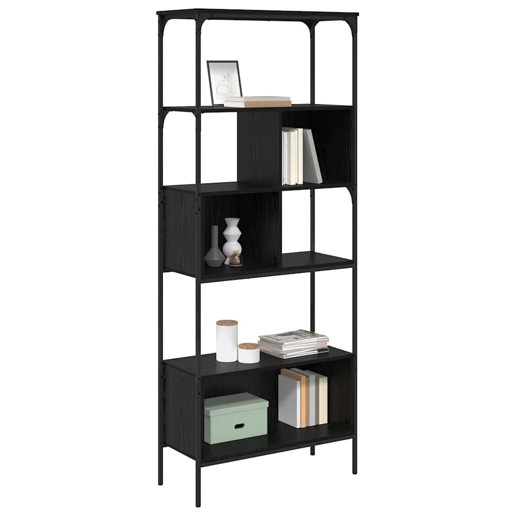 Bookcase Black Oak 76 x 33 x 188.5 cm Engineered Wood