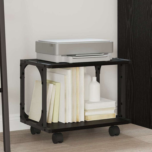 Printer Stand Black Oak 41 x 28 x 33.5 cm Engineered Wood