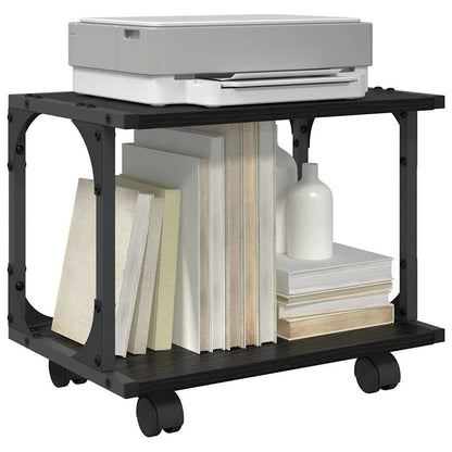 Printer Stand Black Oak 41 x 28 x 33.5 cm Engineered Wood