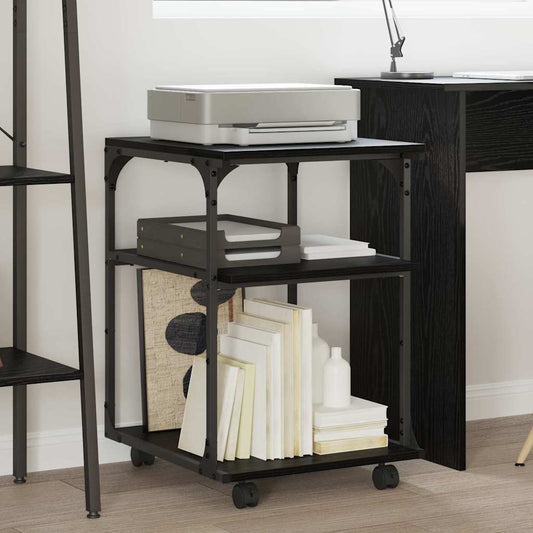 Printer Stand Black Oak 43 x 48 x 64 cm Engineered Wood
