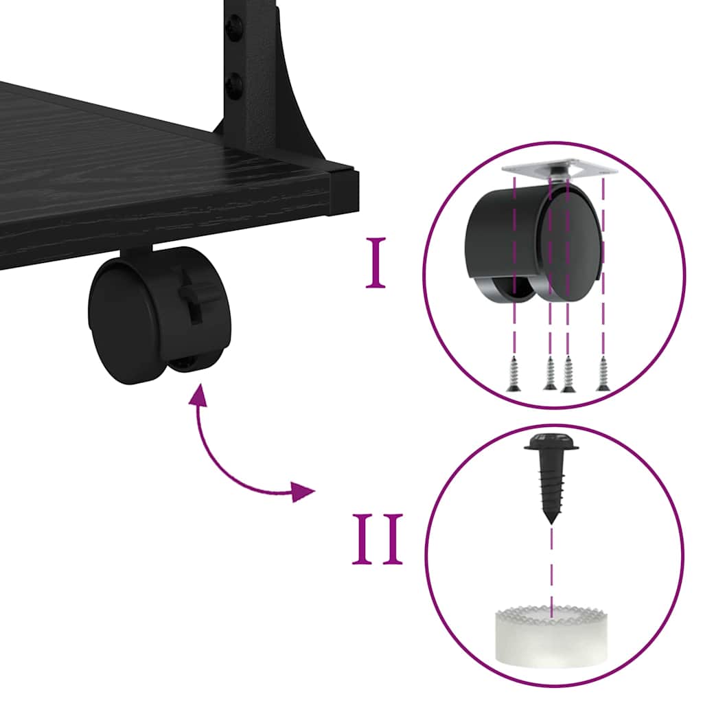 Printer Stand Black Oak 43 x 48 x 64 cm Engineered Wood