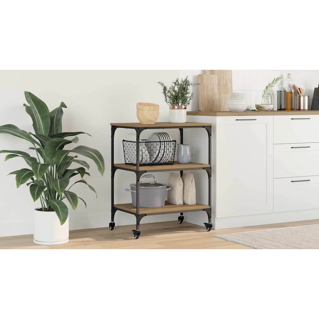 Kitchen Trolley Artisan Oak 60 x 41 x 76 cm Engineered Wood