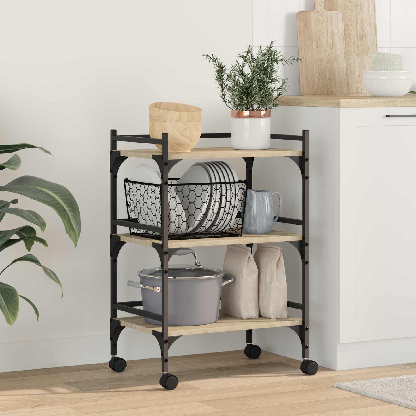 Kitchen Trolley Sonoma Oak 50 x 35 x 75.5 cm Engineered Wood