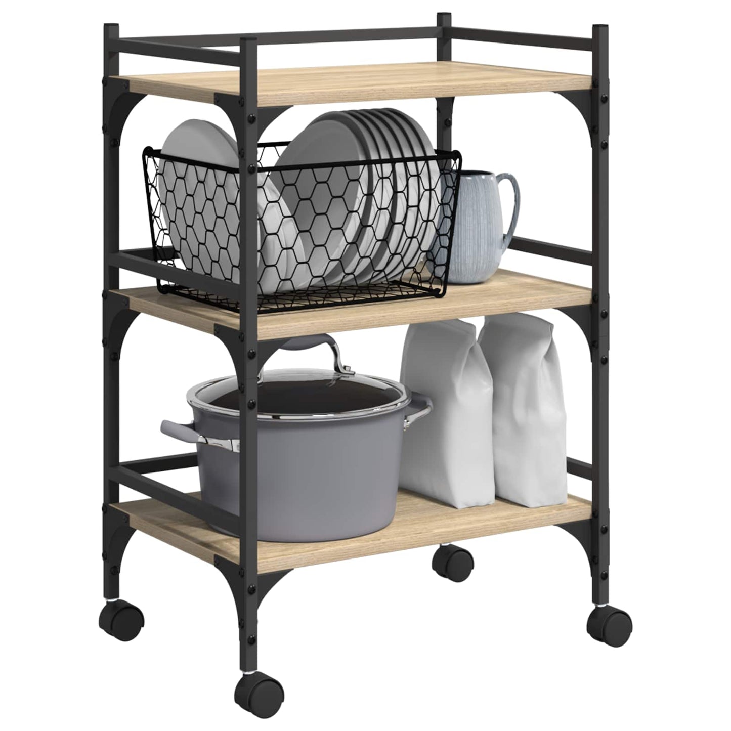 Kitchen Trolley Sonoma Oak 50 x 35 x 75.5 cm Engineered Wood