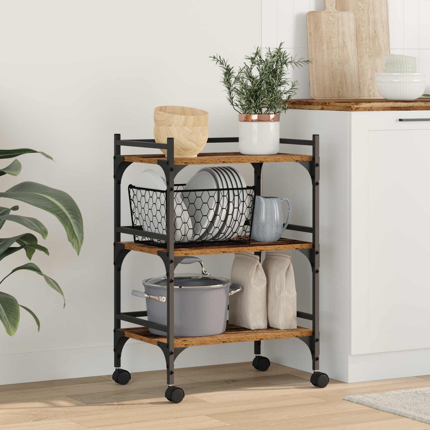 Kitchen Trolley Old Wood 50 x 35 x 75.5 cm Engineered Wood