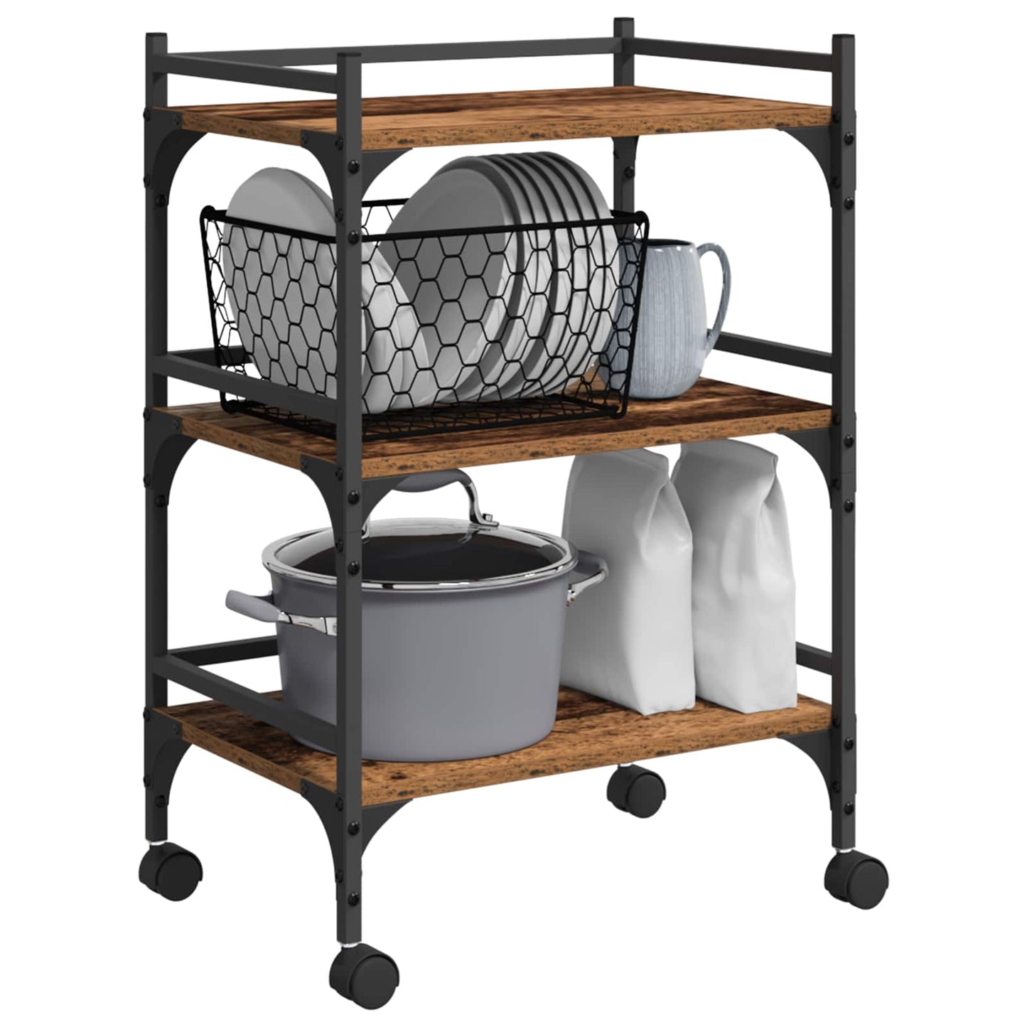 Kitchen Trolley Old Wood 50 x 35 x 75.5 cm Engineered Wood