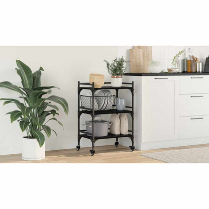 Kitchen Trolley Black Oak 50 x 35 x 75.5 cm Engineered Wood