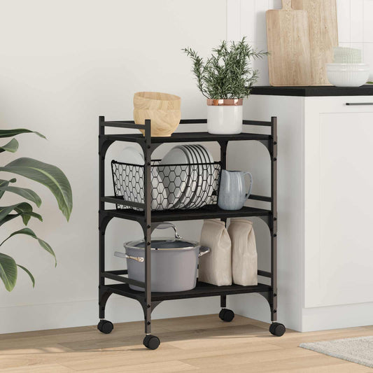 Kitchen Trolley Black Oak 50 x 35 x 75.5 cm Engineered Wood