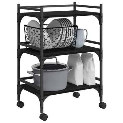 Kitchen Trolley Black Oak 50 x 35 x 75.5 cm Engineered Wood