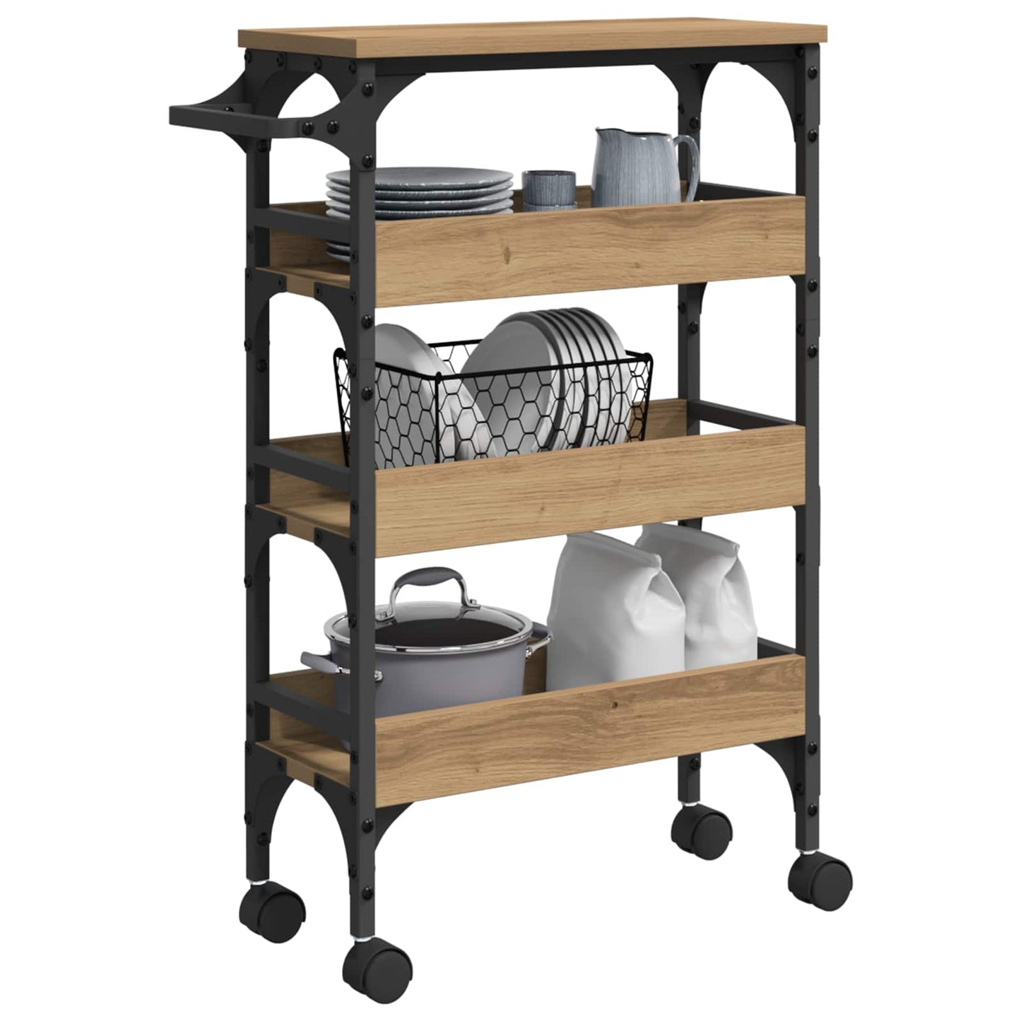 Kitchen Trolley Artisan Oak 53 x 20 x 76 cm Engineered Wood