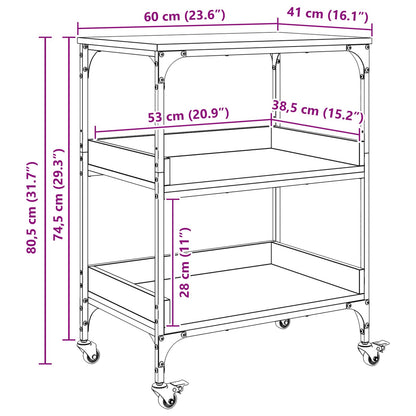 Kitchen Trolley Sonoma Oak 60 x 41 x 80.5 cm Engineered Wood