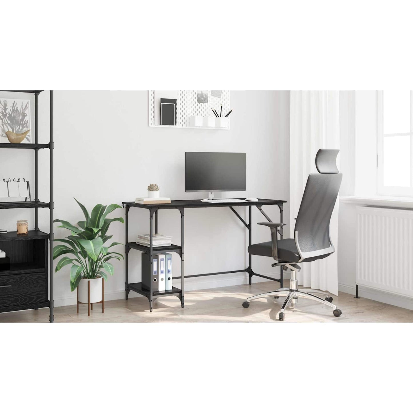 Desk Black Oak 120 x 50 x 75 cm Engineered Wood