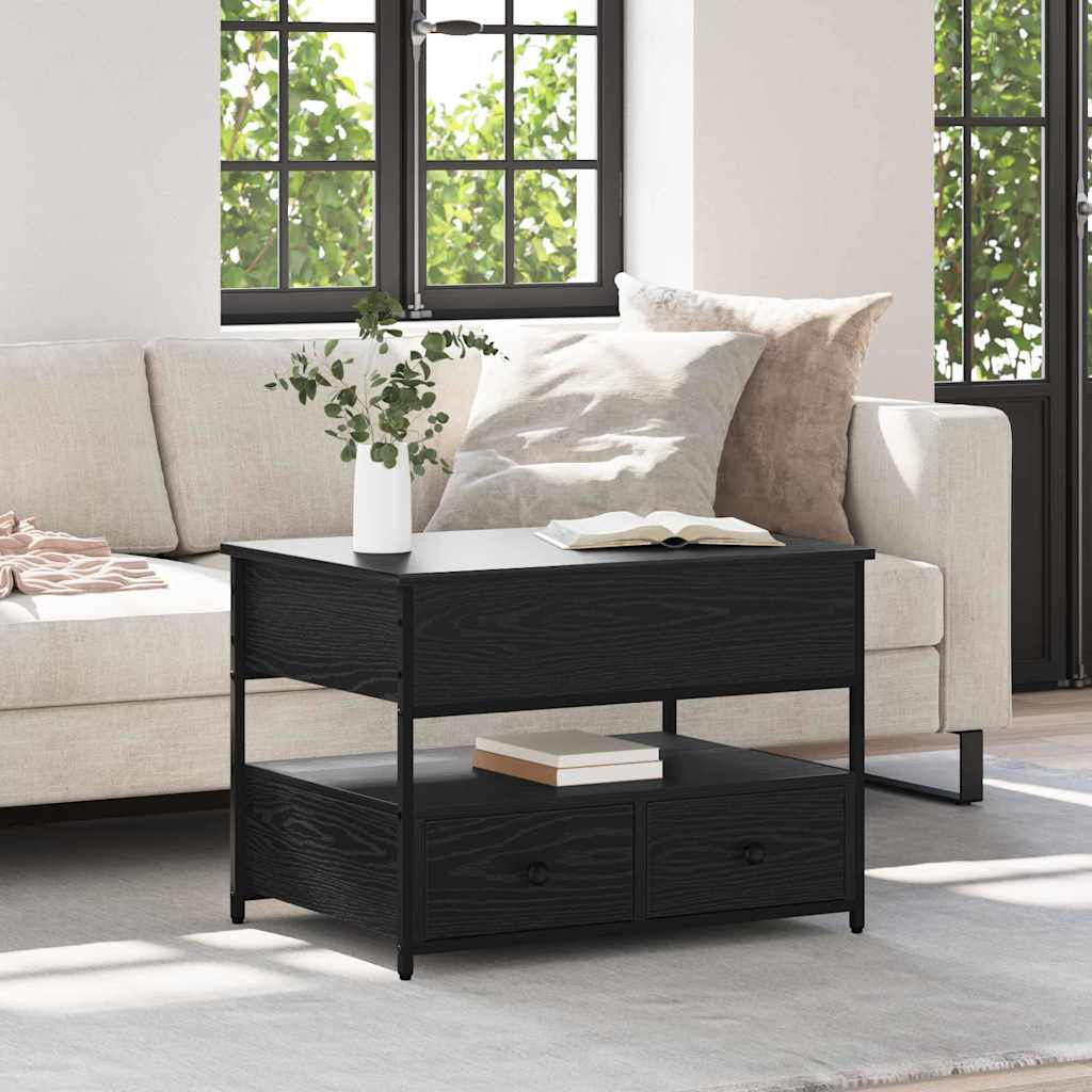 Coffee Table Black Oak 70 x 50 x 54.5 cm Engineered Wood