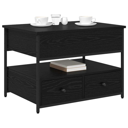 Coffee Table Black Oak 70 x 50 x 54.5 cm Engineered Wood