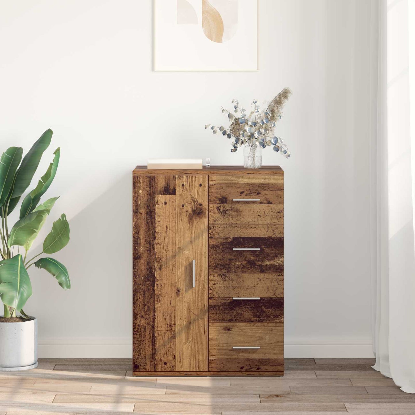 Sideboard with Drawer Old Wood 59 x 39 x 80 cm Engineered Wood