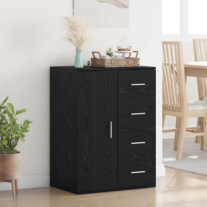Sideboard with Drawer Black Oak 59 x 39 x 80 cm Engineered Wood