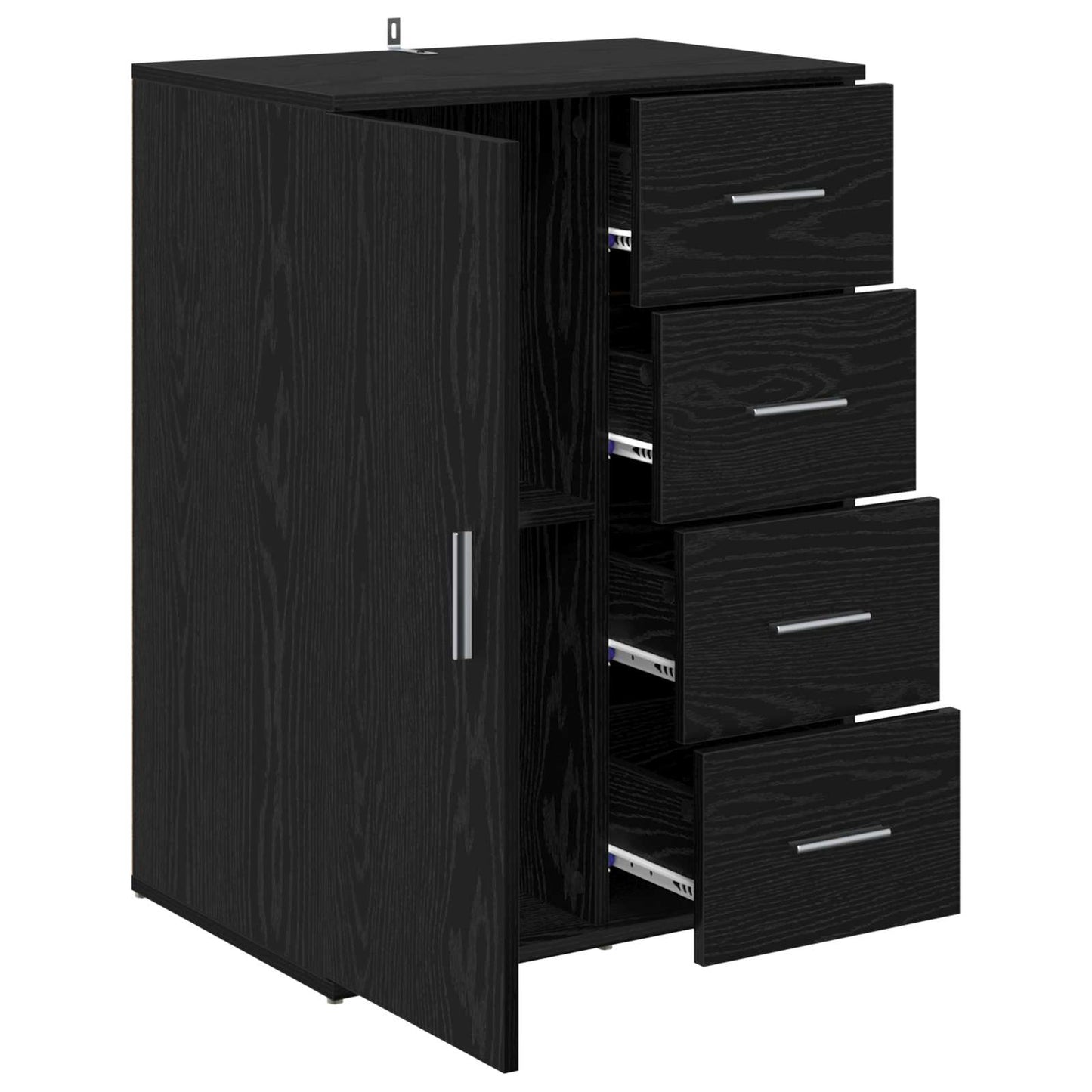 Sideboard with Drawer Black Oak 59 x 39 x 80 cm Engineered Wood