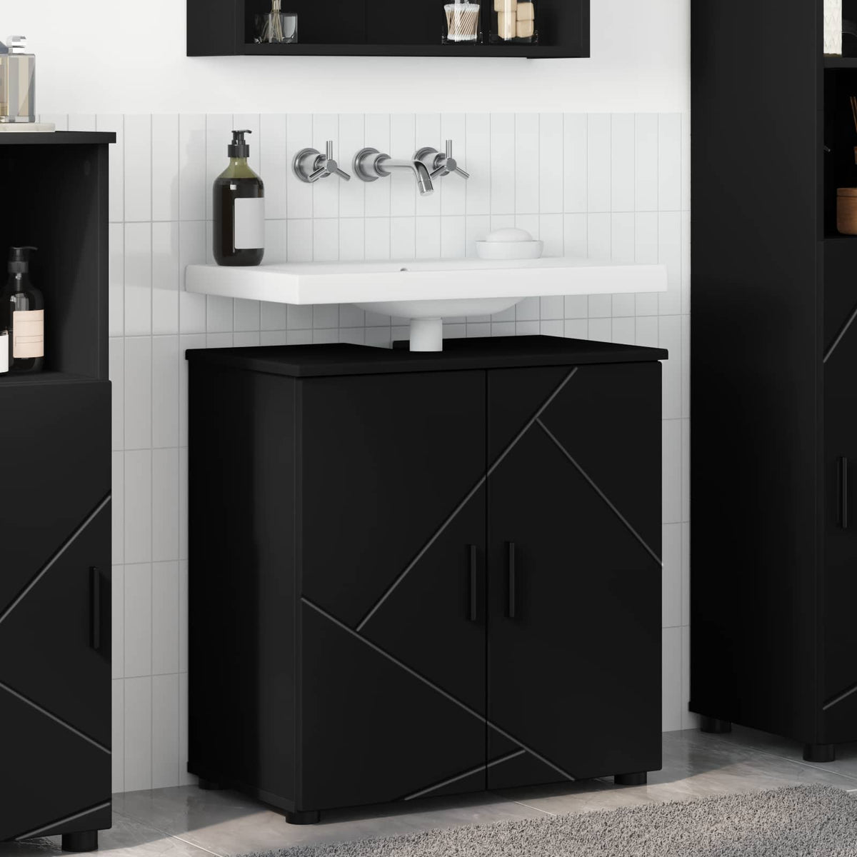 Bathroom Cabinet Black 61 x 35 x 64 cm Engineered wood, Metal