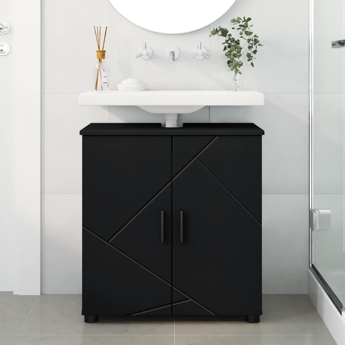 Bathroom Cabinet Black 61 x 35 x 64 cm Engineered wood, Metal