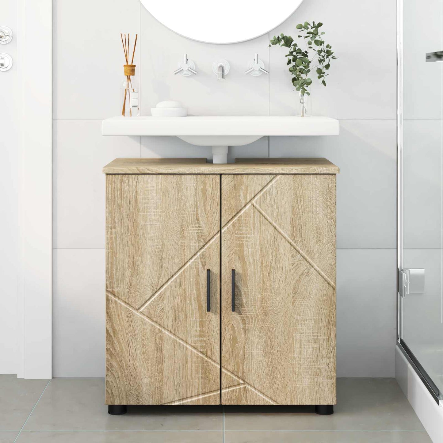 Bathroom Cabinet with Storage Sonoma Oak 61 x 35 x 64 cm