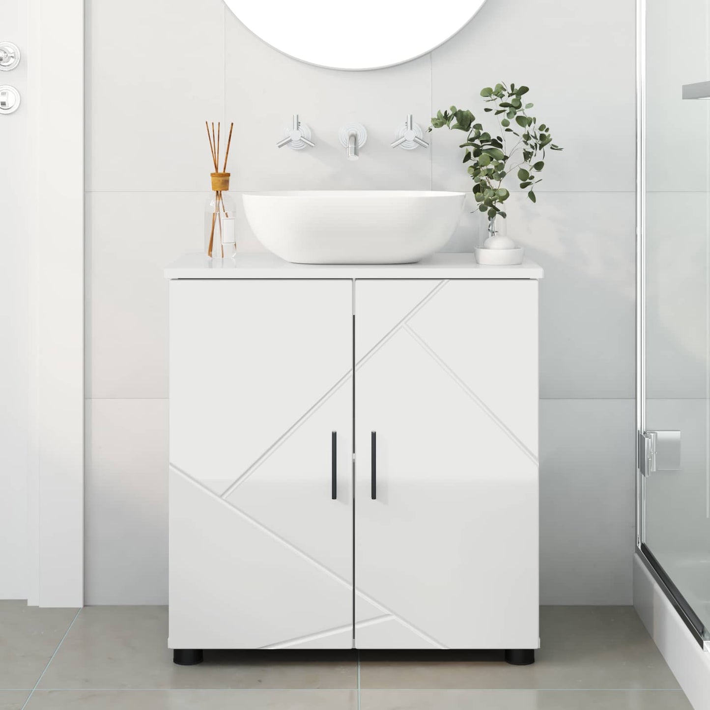 Bathroom Cabinet High Gloss White 61 x 35 x 64 cm