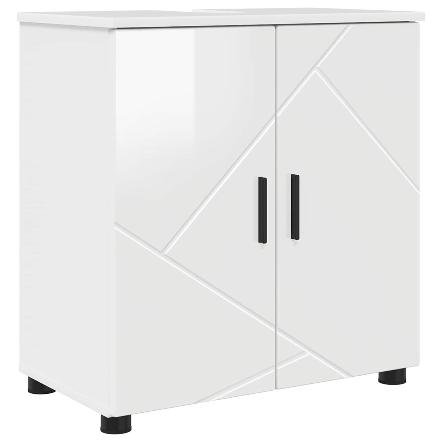 Bathroom Cabinet with Storage High Gloss White 61 x 35 x 64 cm