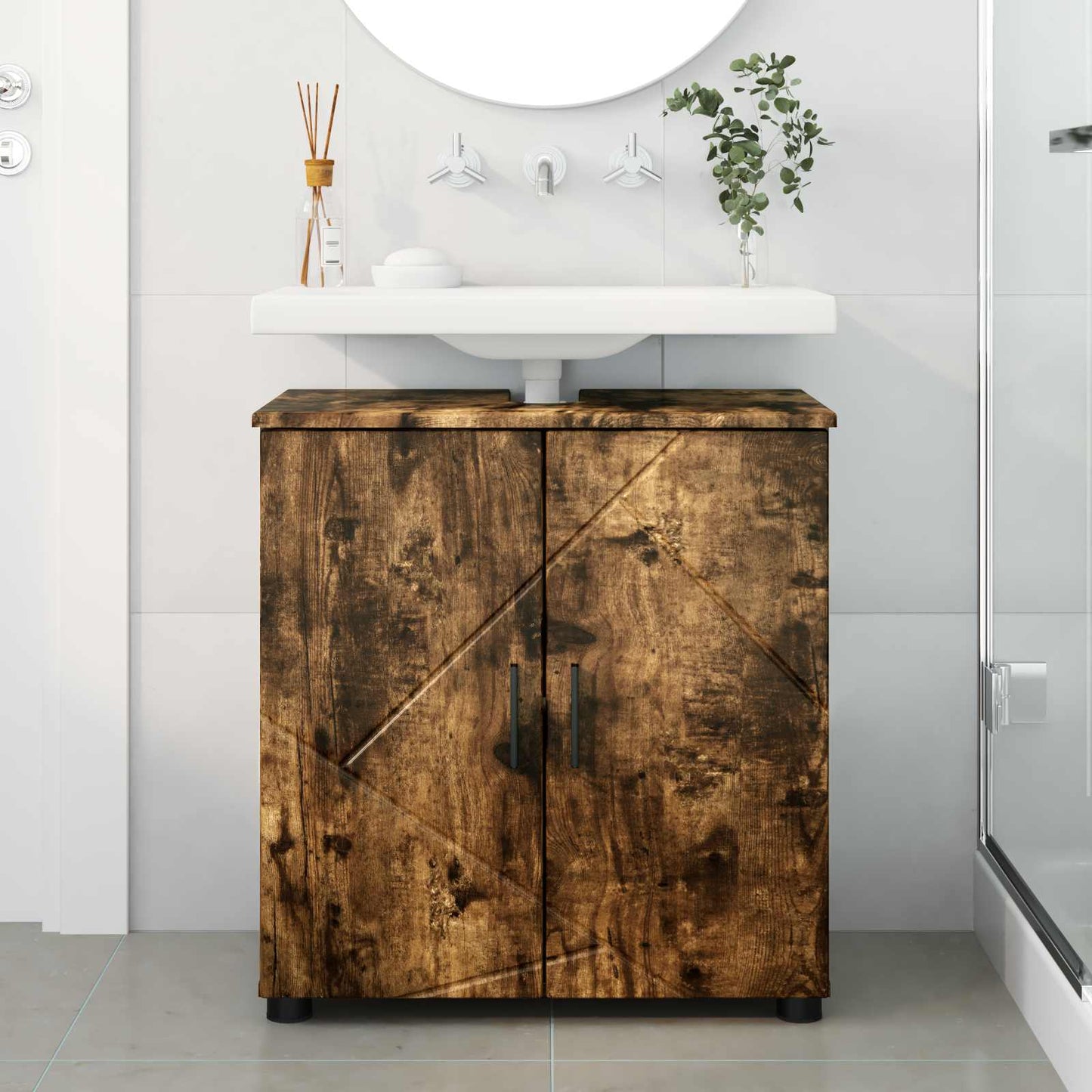 Bathroom Cabinet with Storage Smoked Oak 61 x 35 x 64 cm