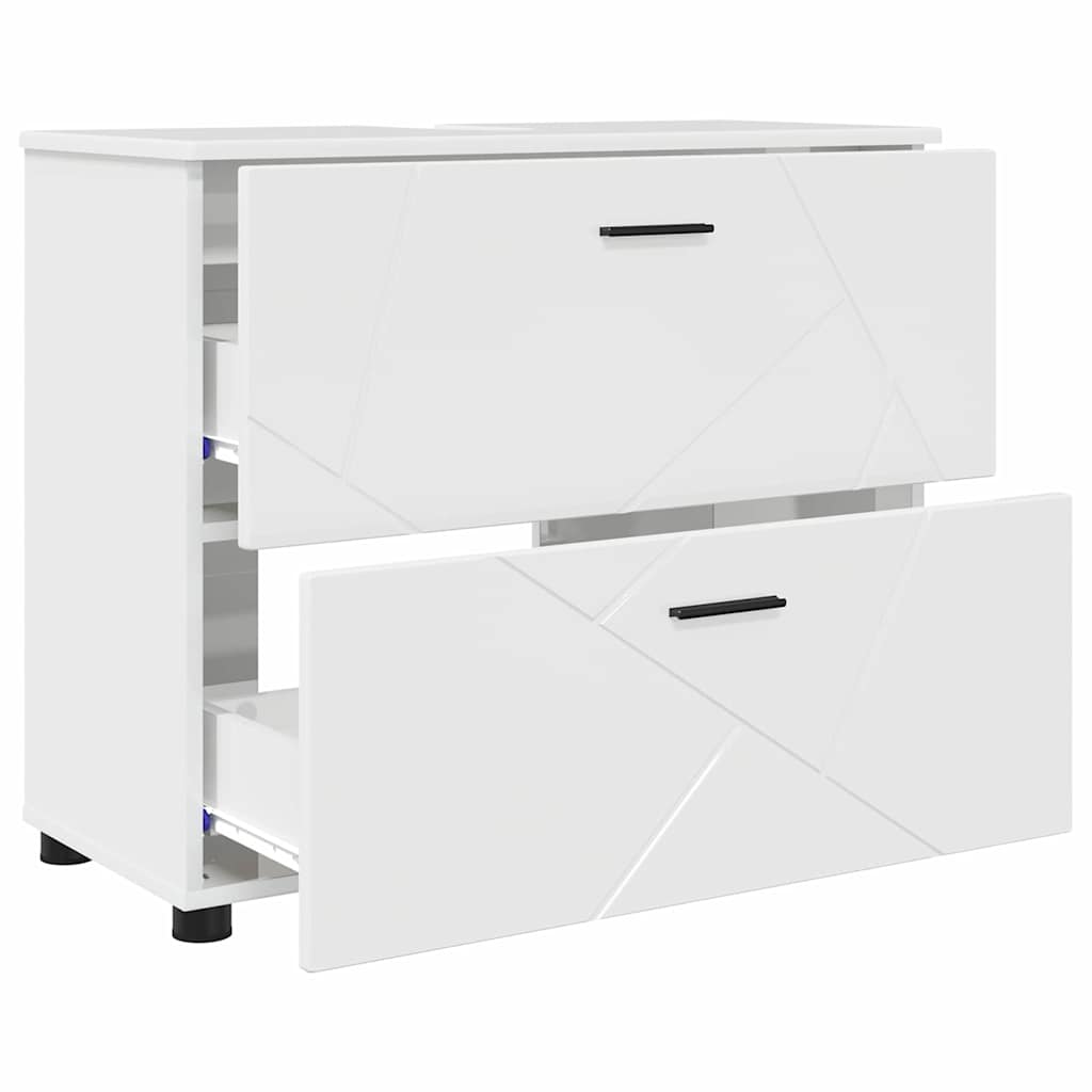Bathroom Cabinet with Drawer High Gloss White 76.5 x 35 x 64 cm