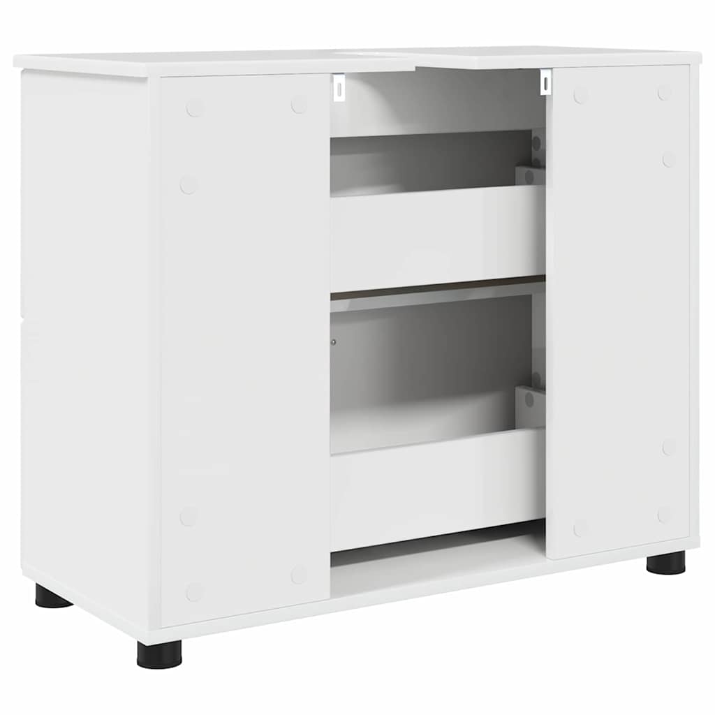 Bathroom Cabinet with Drawer High Gloss White 76.5 x 35 x 64 cm