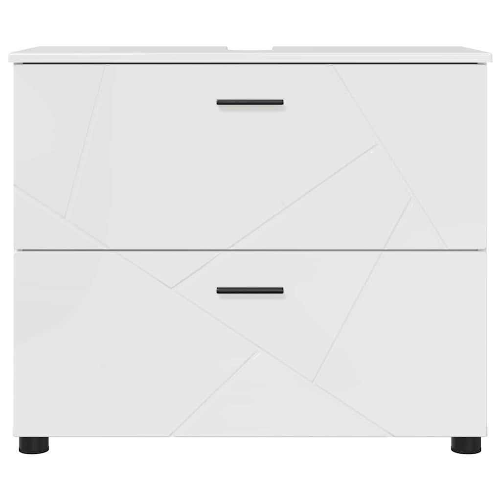 Bathroom Cabinet with Drawer High Gloss White 76.5 x 35 x 64 cm