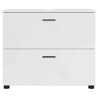 Bathroom Cabinet with Drawer High Gloss White 76.5 x 35 x 64 cm