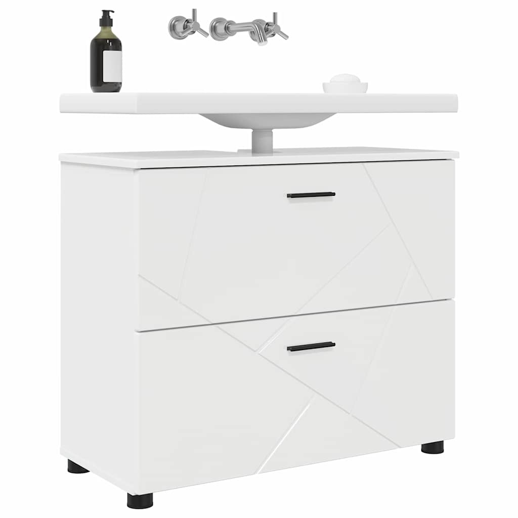 Bathroom Cabinet with Drawer High Gloss White 76.5 x 35 x 64 cm
