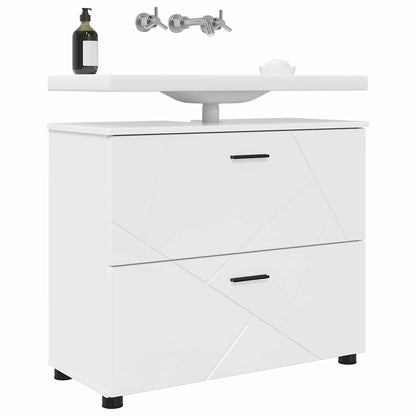 Bathroom Cabinet with Drawer High Gloss White 76.5 x 35 x 64 cm